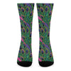 Boho Peacock Feather Pattern Print Crew Socks