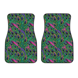 Boho Peacock Feather Pattern Print Front Car Floor Mats