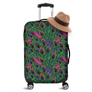 Boho Peacock Feather Pattern Print Luggage Cover