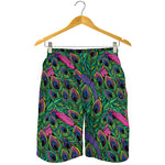 Boho Peacock Feather Pattern Print Men's Shorts