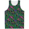 Boho Peacock Feather Pattern Print Men's Tank Top