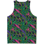 Boho Peacock Feather Pattern Print Men's Tank Top