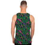 Boho Peacock Feather Pattern Print Men's Tank Top