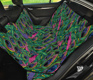 Boho Peacock Feather Pattern Print Pet Car Back Seat Cover