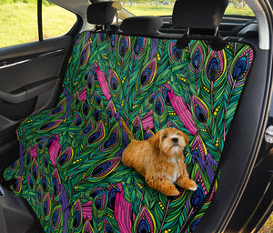 Boho Peacock Feather Pattern Print Pet Car Back Seat Cover