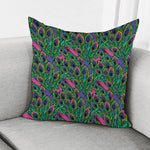 Boho Peacock Feather Pattern Print Pillow Cover