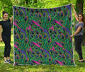 Boho Peacock Feather Pattern Print Quilt