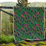 Boho Peacock Feather Pattern Print Quilt