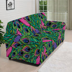 Boho Peacock Feather Pattern Print Sofa Cover
