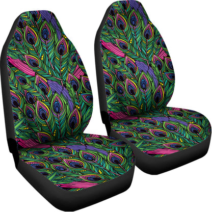 Boho Peacock Feather Pattern Print Universal Fit Car Seat Covers