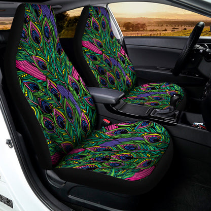Boho Peacock Feather Pattern Print Universal Fit Car Seat Covers