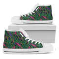Boho Peacock Feather Pattern Print White High Top Sneakers