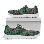 Boho Peacock Feather Pattern Print White Sneakers