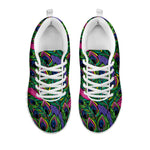 Boho Peacock Feather Pattern Print White Sneakers