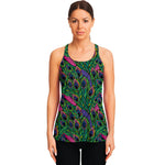 Boho Peacock Feather Pattern Print Women's Racerback Tank Top