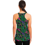 Boho Peacock Feather Pattern Print Women's Racerback Tank Top