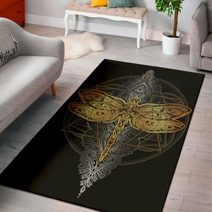 Boho Spiritual Dragonfly Print Area Rug