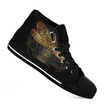 Boho Spiritual Dragonfly Print Black High Top Shoes