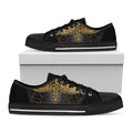 Boho Spiritual Dragonfly Print Black Low Top Sneakers