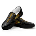 Boho Spiritual Dragonfly Print Black Slip On Sneakers
