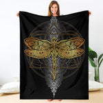 Boho Spiritual Dragonfly Print Blanket