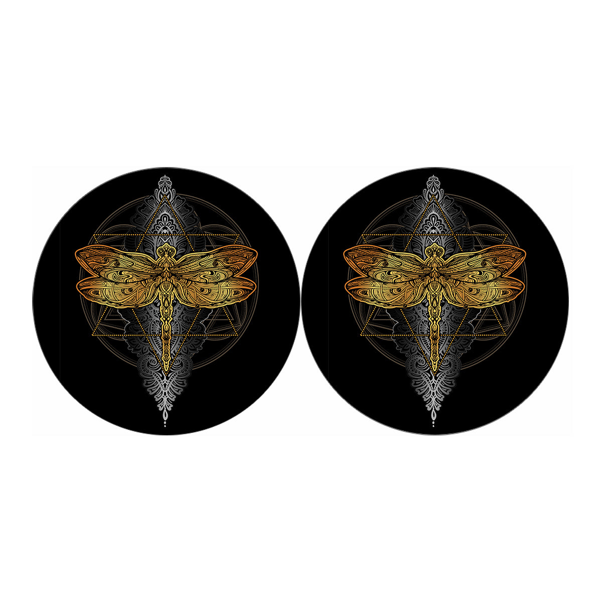 Boho Spiritual Dragonfly Print Car Coasters