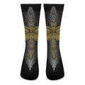Boho Spiritual Dragonfly Print Crew Socks