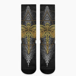 Boho Spiritual Dragonfly Print Crew Socks