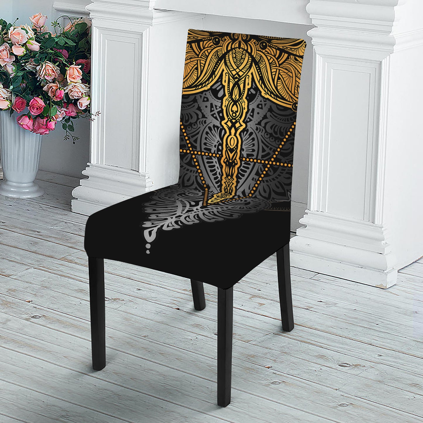 Boho Spiritual Dragonfly Print Dining Chair Slipcover