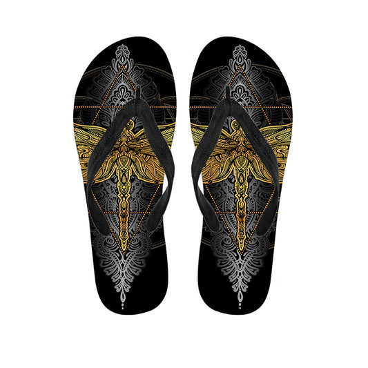 Boho Spiritual Dragonfly Print Flip Flops