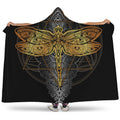 Boho Spiritual Dragonfly Print Hooded Blanket