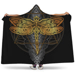 Boho Spiritual Dragonfly Print Hooded Blanket