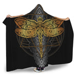 Boho Spiritual Dragonfly Print Hooded Blanket