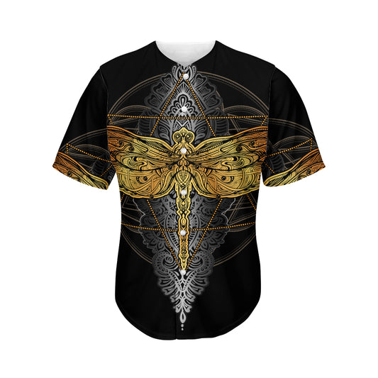 Boho Spiritual Dragonfly Print Men's Baseball Jersey