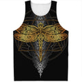 Boho Spiritual Dragonfly Print Men's Tank Top