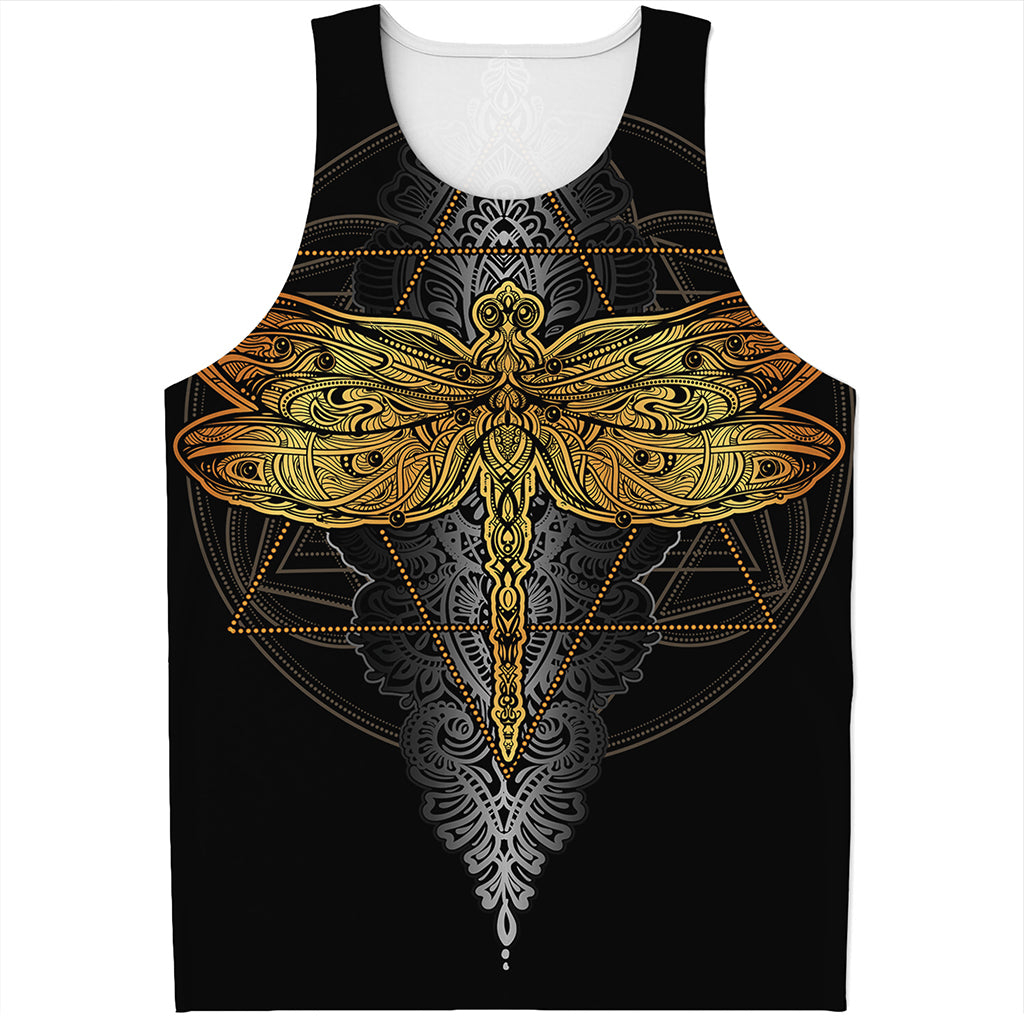 Boho Spiritual Dragonfly Print Men's Tank Top