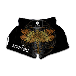 Boho Spiritual Dragonfly Print Muay Thai Boxing Shorts