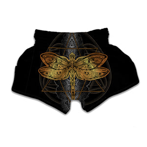 Boho Spiritual Dragonfly Print Muay Thai Boxing Shorts