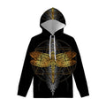 Boho Spiritual Dragonfly Print Pullover Hoodie