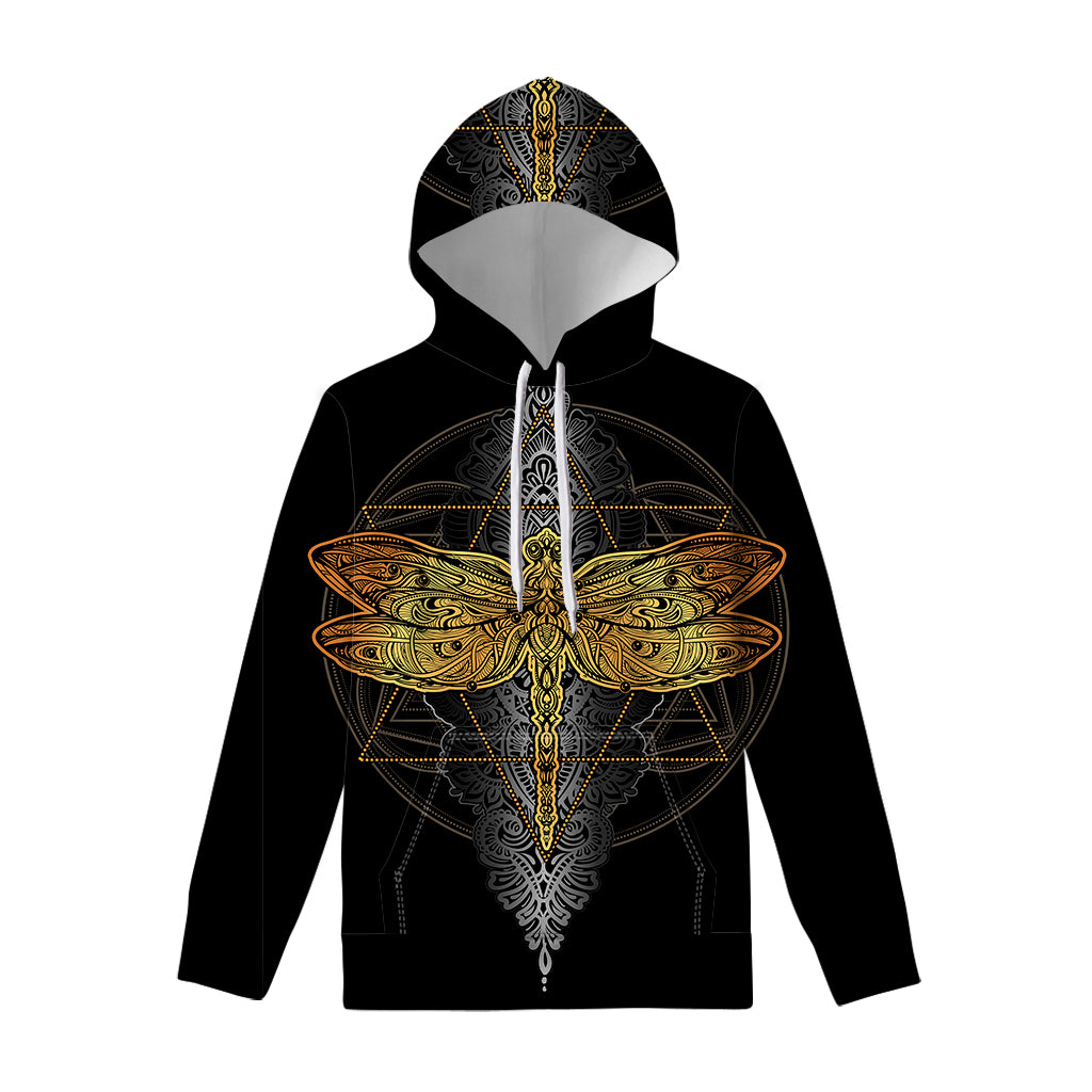 Boho Spiritual Dragonfly Print Pullover Hoodie
