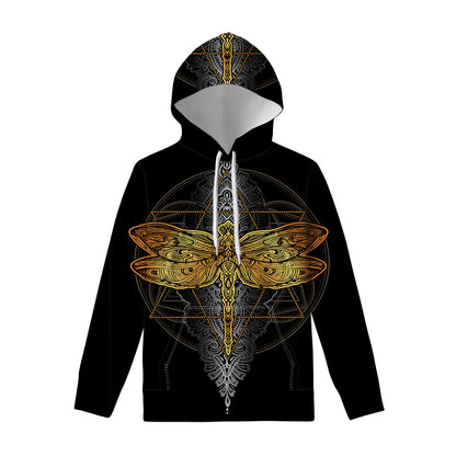Boho Spiritual Dragonfly Print Pullover Hoodie
