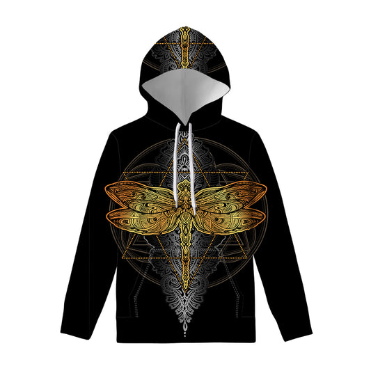 Boho Spiritual Dragonfly Print Pullover Hoodie