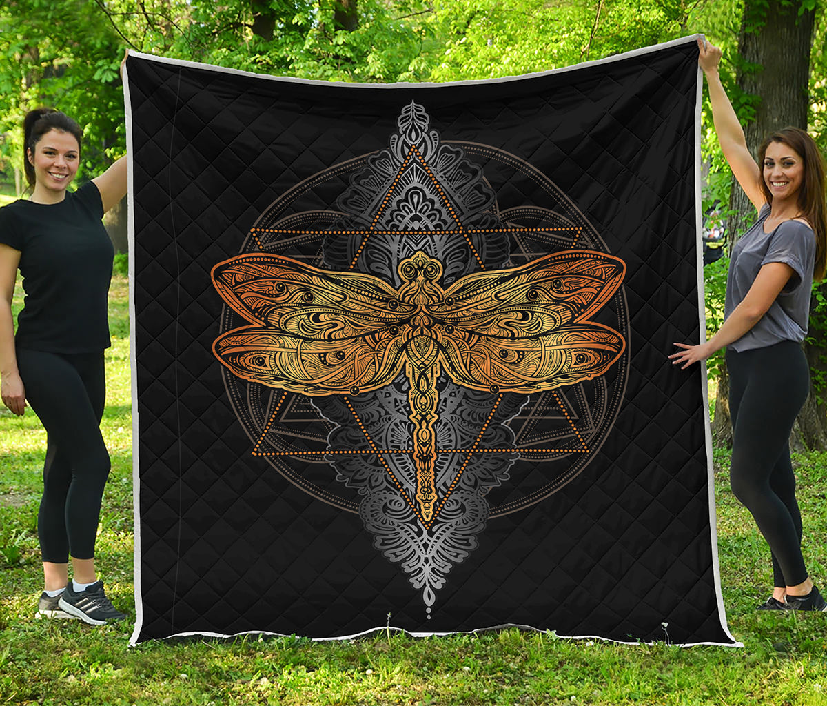 Boho Spiritual Dragonfly Print Quilt