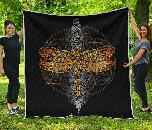 Boho Spiritual Dragonfly Print Quilt