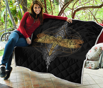 Boho Spiritual Dragonfly Print Quilt