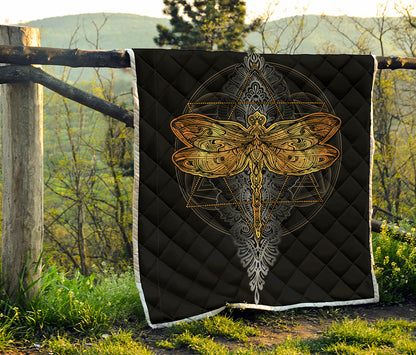 Boho Spiritual Dragonfly Print Quilt
