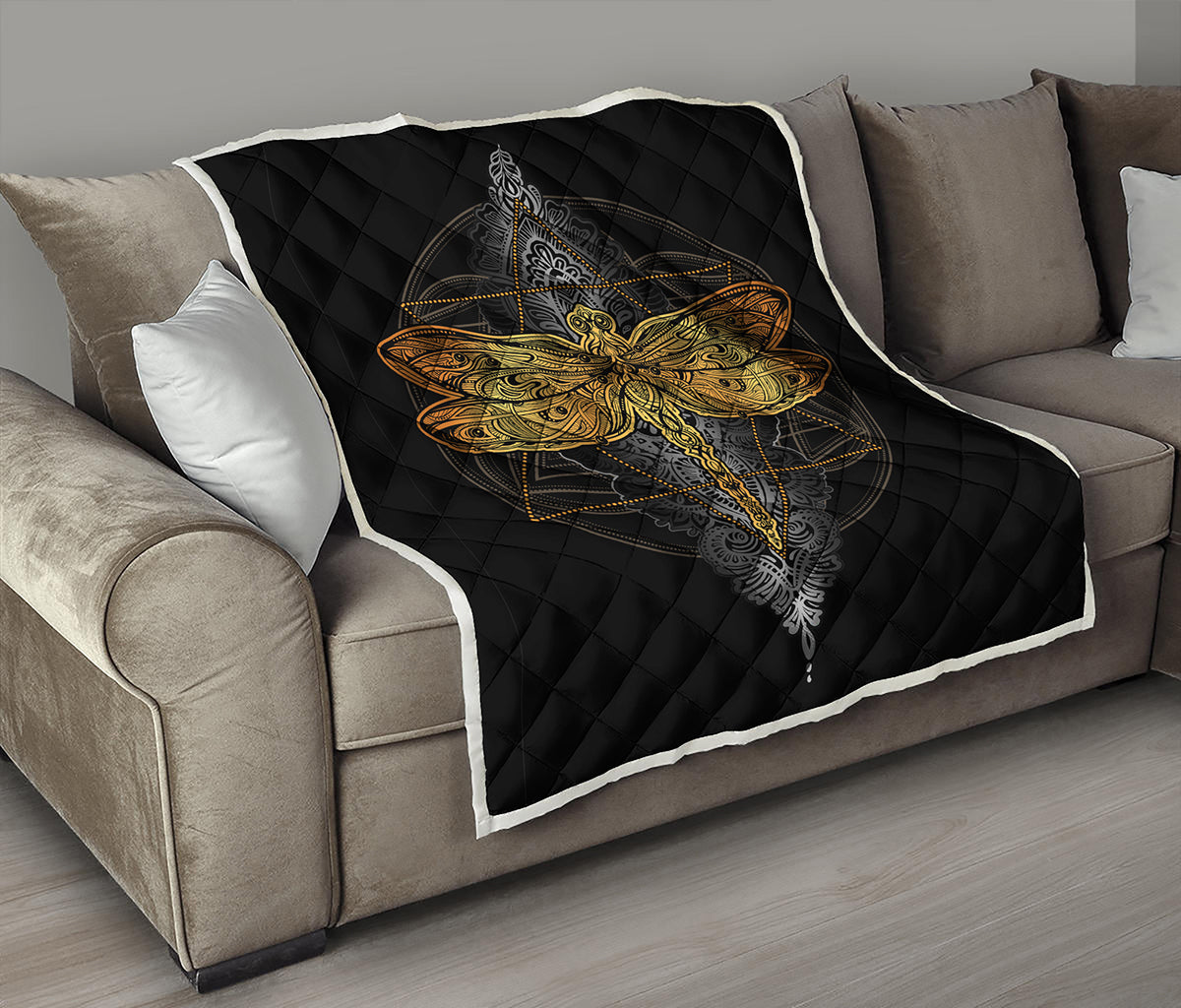Boho Spiritual Dragonfly Print Quilt