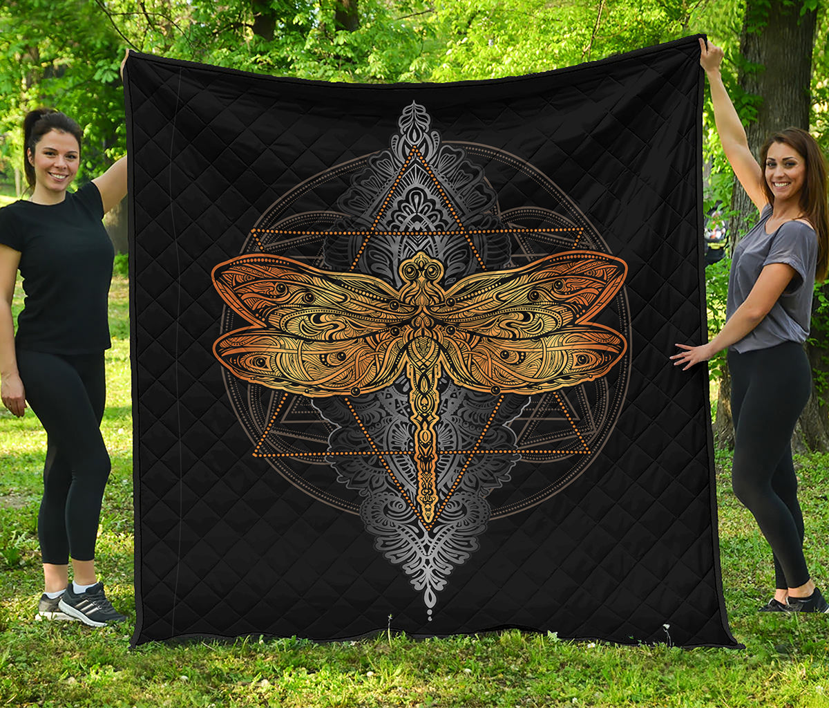 Boho Spiritual Dragonfly Print Quilt