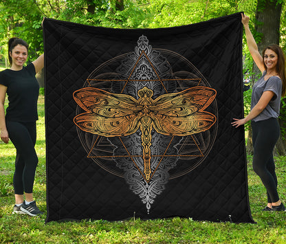 Boho Spiritual Dragonfly Print Quilt