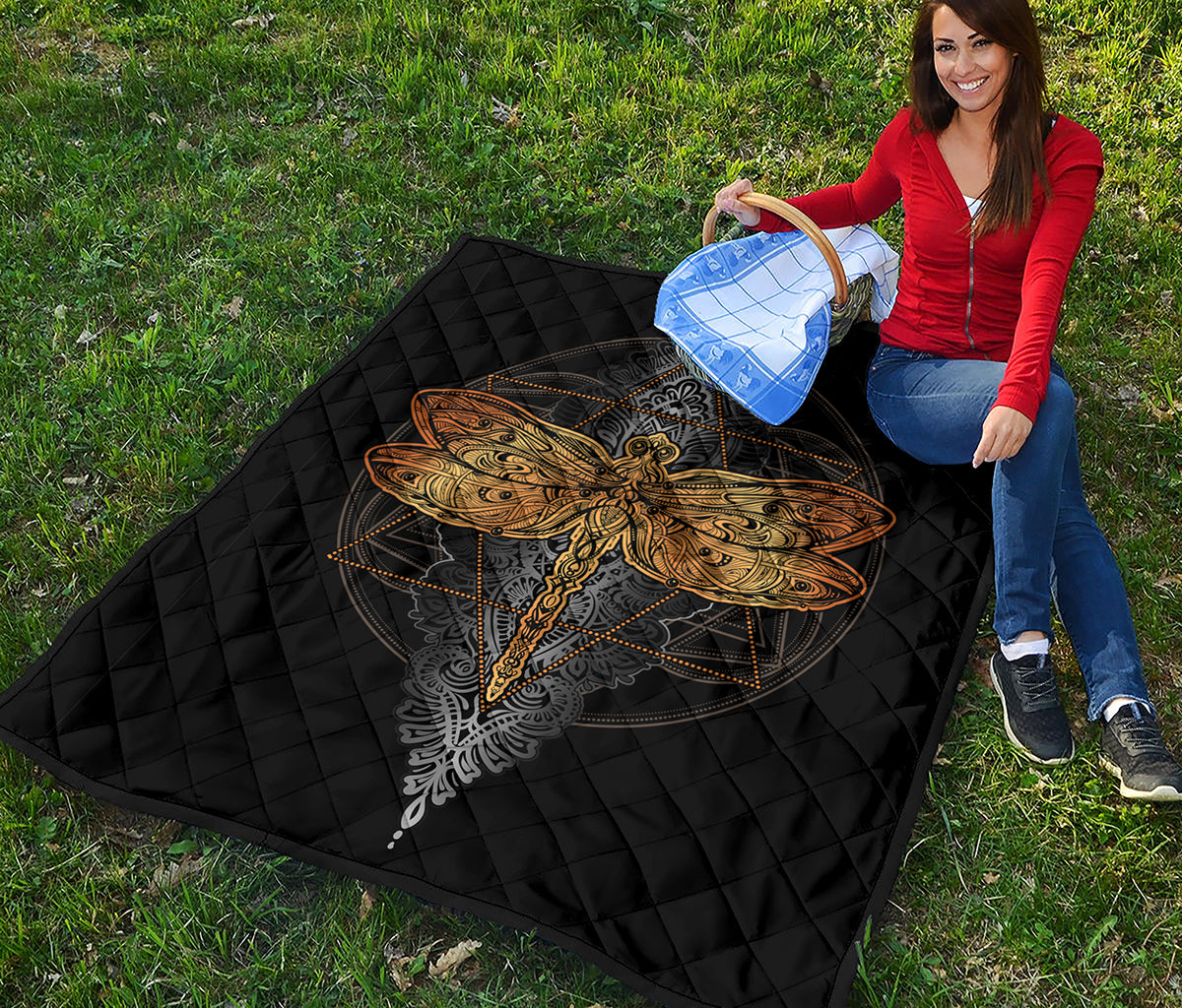 Boho Spiritual Dragonfly Print Quilt